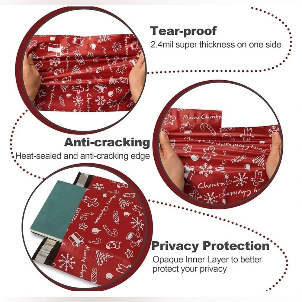 Christmas 20 Poly Mailers red white Merry  Christmas pack of 20 size 10 x 13